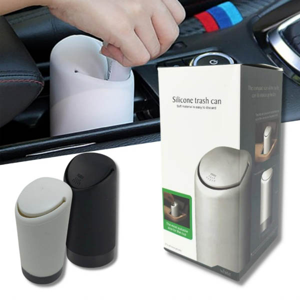 Mini Lixeiras De Carro Com Tampa Recipiente Portátil Silicone Para Armazenamento De Lixo