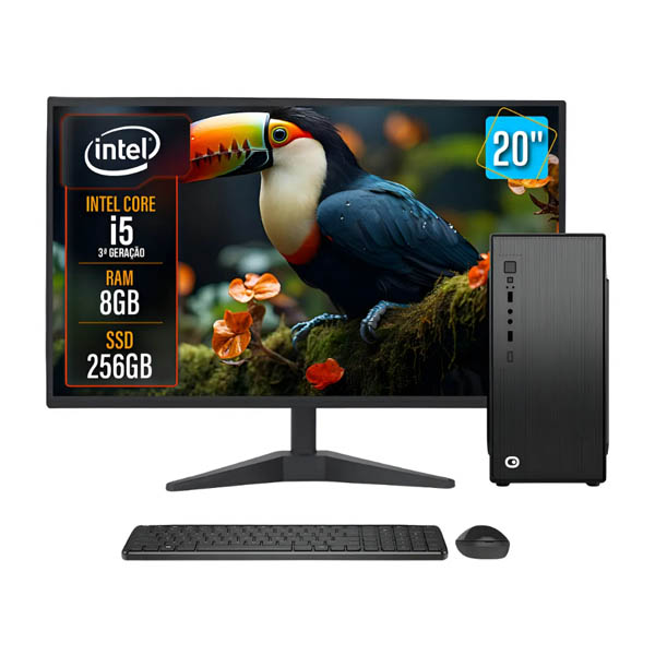Computador Completo 2Eletro Speed Intel Core i5, 8GB RAM, SSD 256GB, Bivolt, Monitor 20" LED
