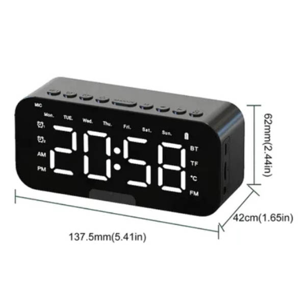 Relógio Rádio Digital Bluetooth De Mesa Com Despertador LED Alto-Falante Com 3 Alarmes